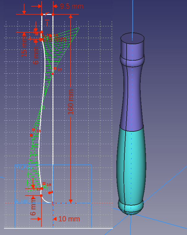 Handle sketch and model