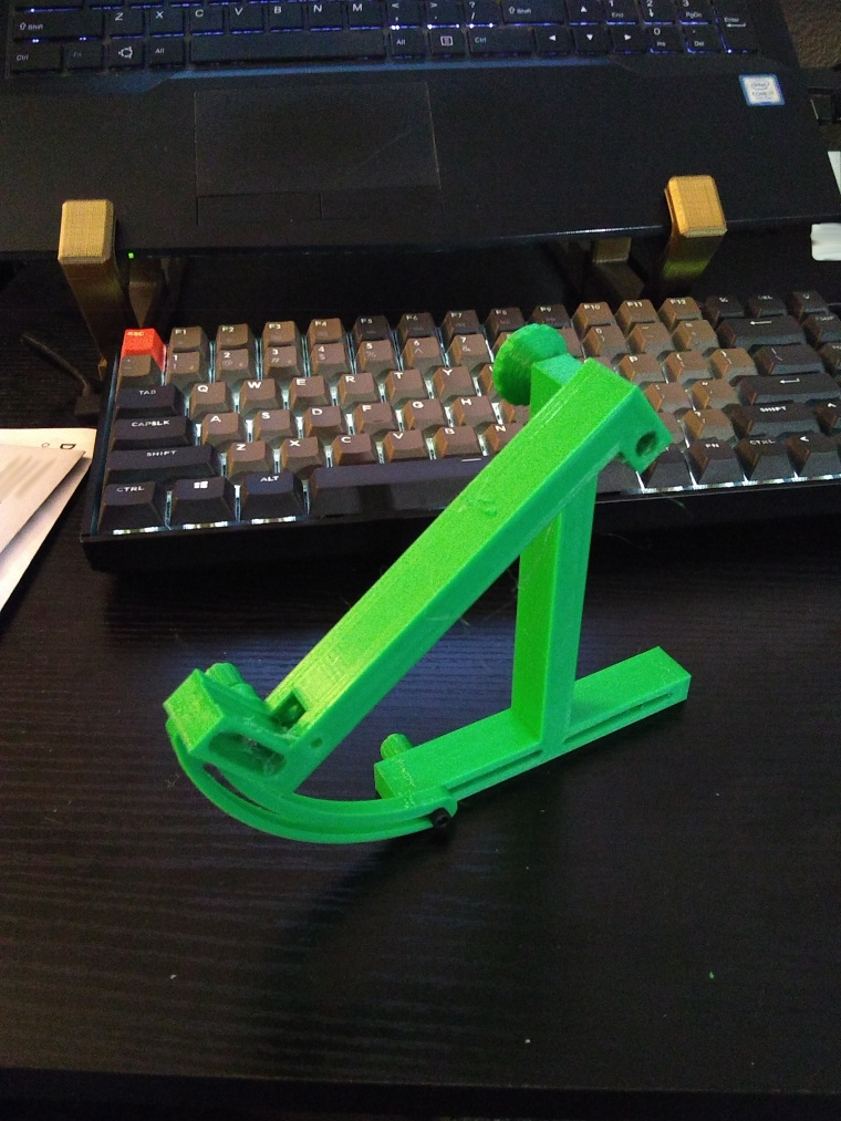 3D printed Laptop stand, at about 45 degrees - side view