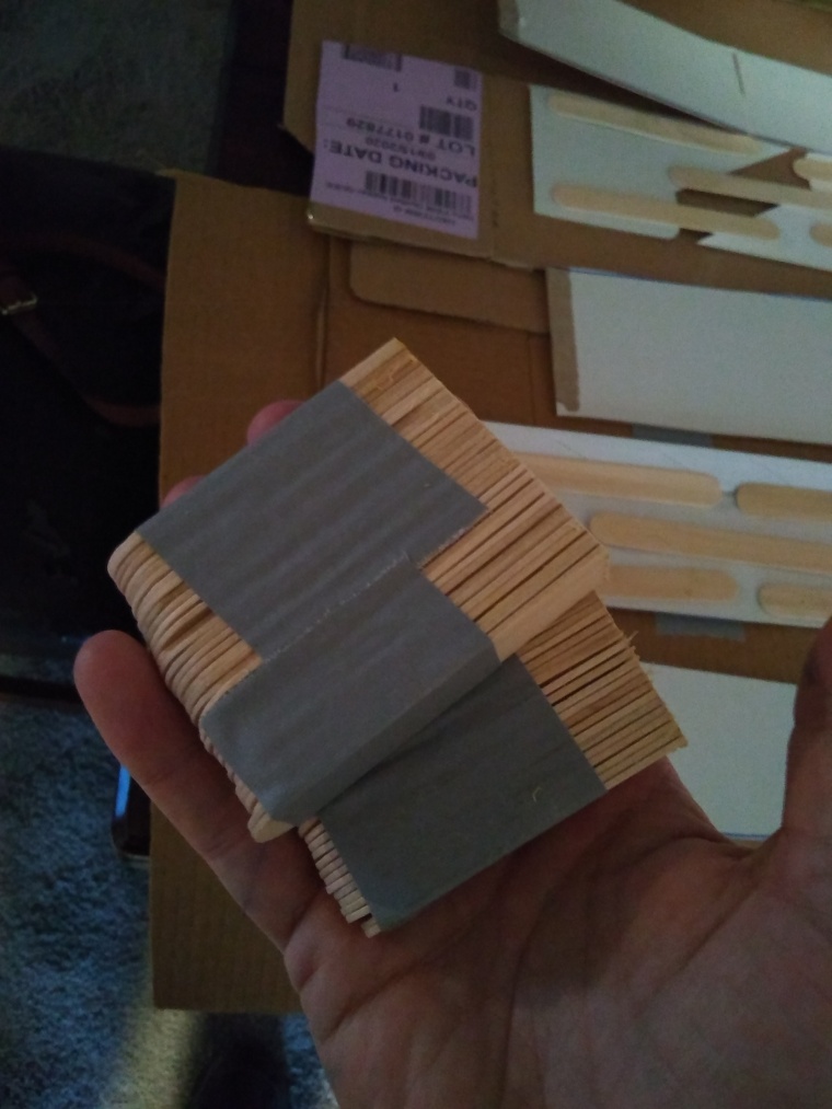 chopped popsicle sticks, taped into stacks